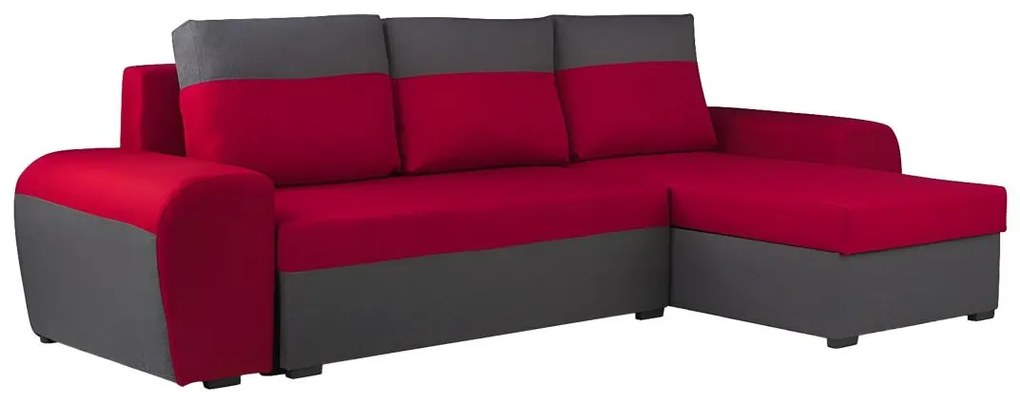 Divano letto angolare reversibile in tessuto Bicolore rosso e antracite - GABY