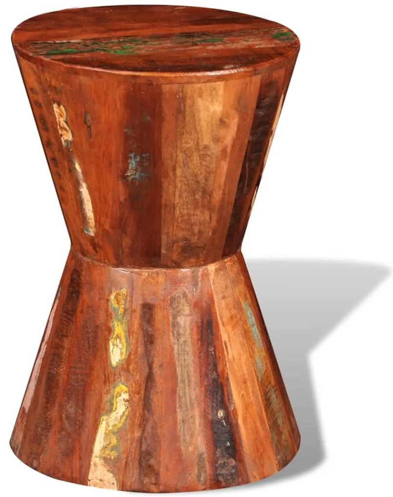 Sgabello İn Legno Massello Di Recupero /