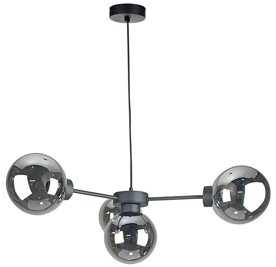 Lampadario a sospensione con filo KALIOPE II 4xE14/50W/230V nero/fumé nero