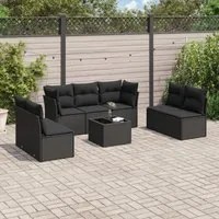 Set Divani da Giardino con Cuscini 8 pz Nero in Polyrattan 3217415