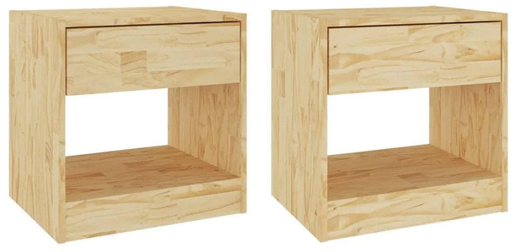 Comodini 2 pz 40x31x40 cm in legno massello di pino