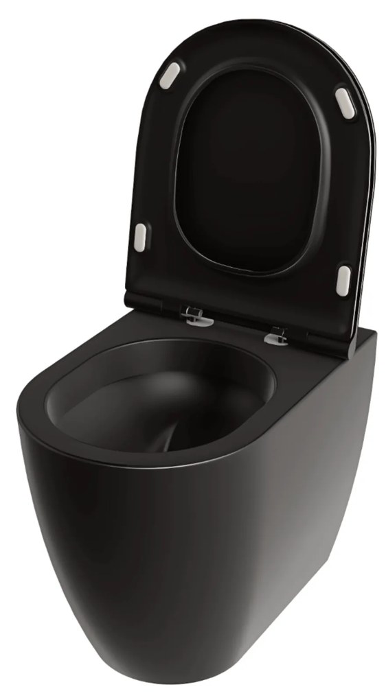 Wc a Terra Senza Brida Azzurra Ceramica "Comoda" Nero Opaco