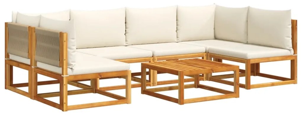 Set divano da giardino 7 pz con cuscini legno massello acacia