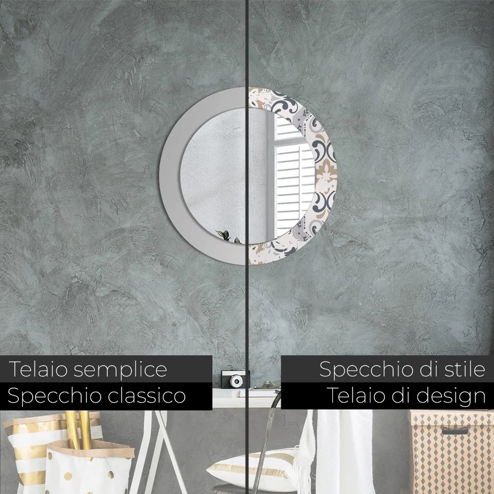Specchio rotondo stampato Piastrelle retrò fi 60 cm