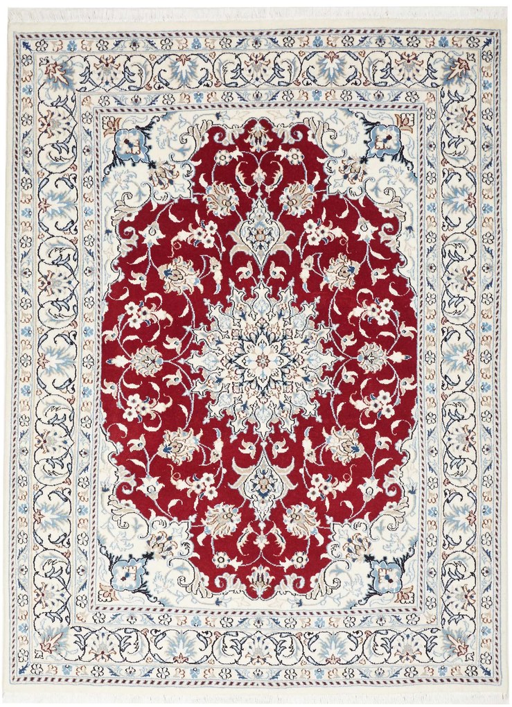 Nain Tappeto persiano 150x200 Rosso (Iran) Annodato A Mano