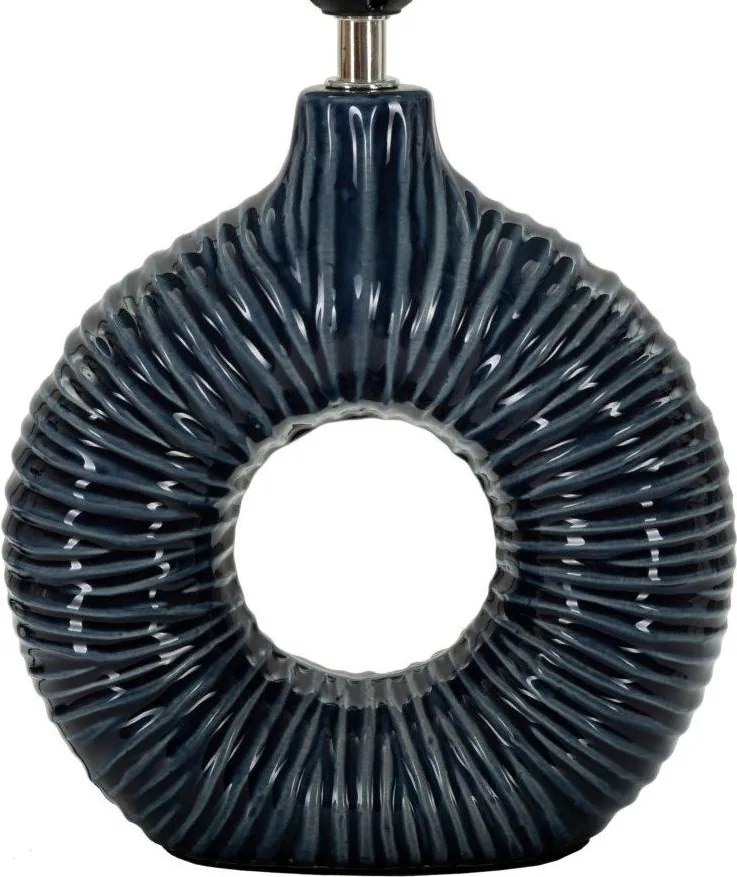 Lampada da tavolo blu in ceramica con paralume in tessuto (altezza totale 43 cm) Seta – Mauro Ferretti