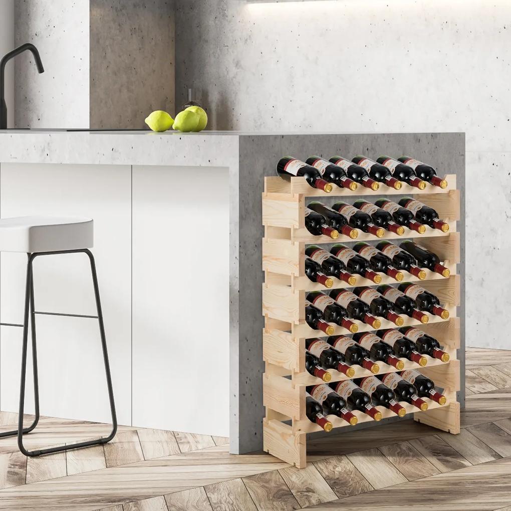 Costway Porta bottiglie con capacità 36 bottiglie di vino, Scaffale bottiglie di vino di legno con 6 livelli
