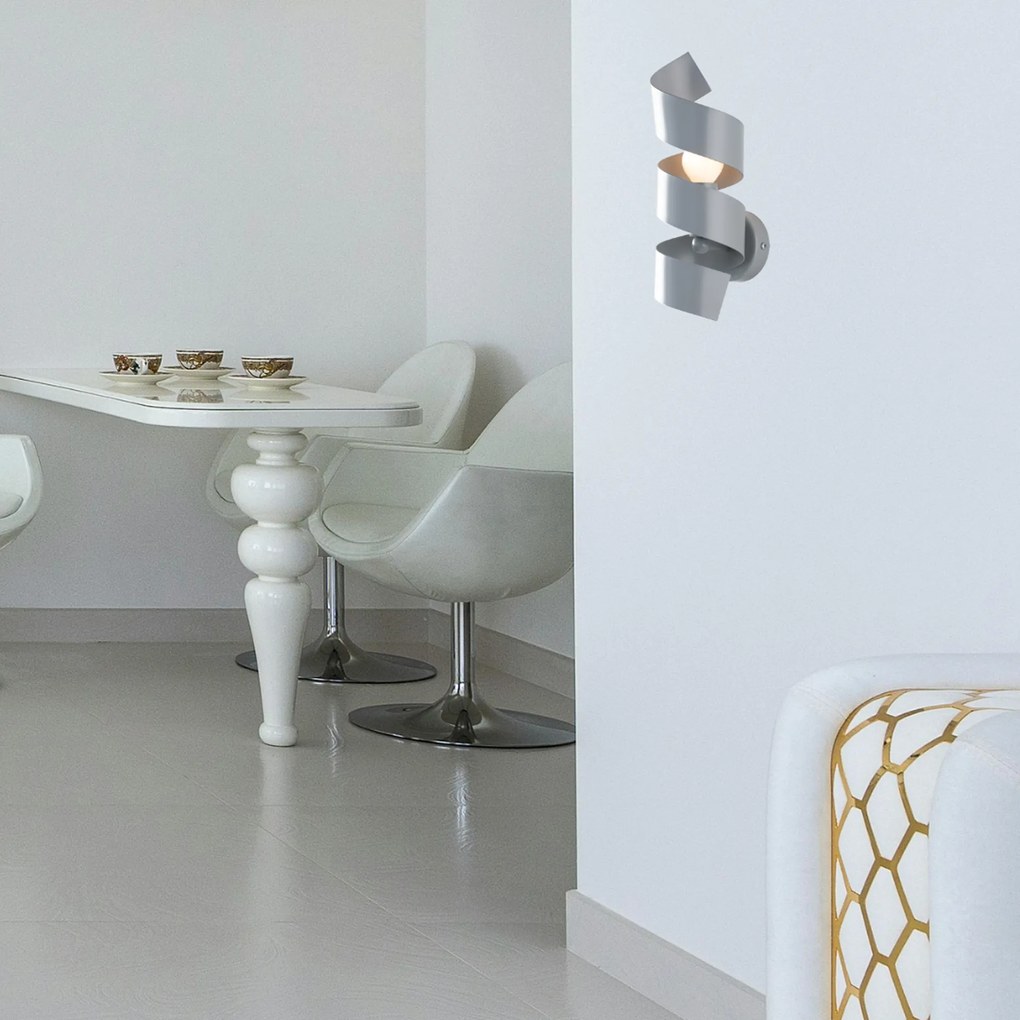 Applique Moderna Helix 1 Luce In Ferro Laccato Grigio