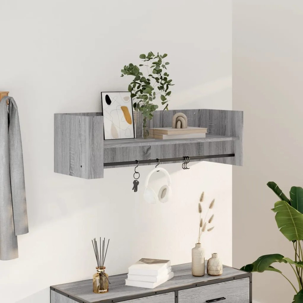 Mensola A Muro Grigio Sonoma 100x35x30,5 Cm Legno Multistrato /