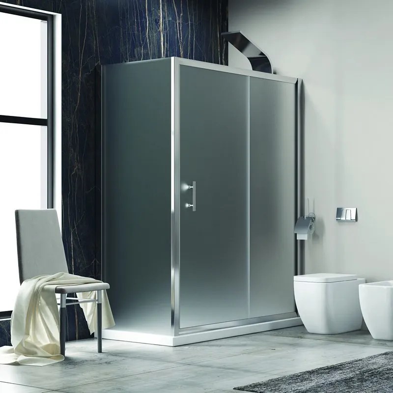 Box doccia 140x70 ad angolo vetro satinato anticalcare scorrevole KF5000S - KAMALU