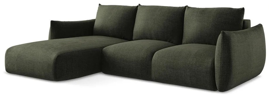 Divano angolare verde allungabile (con penisola a sinistra/con chaise lounge) Leila – Makamii