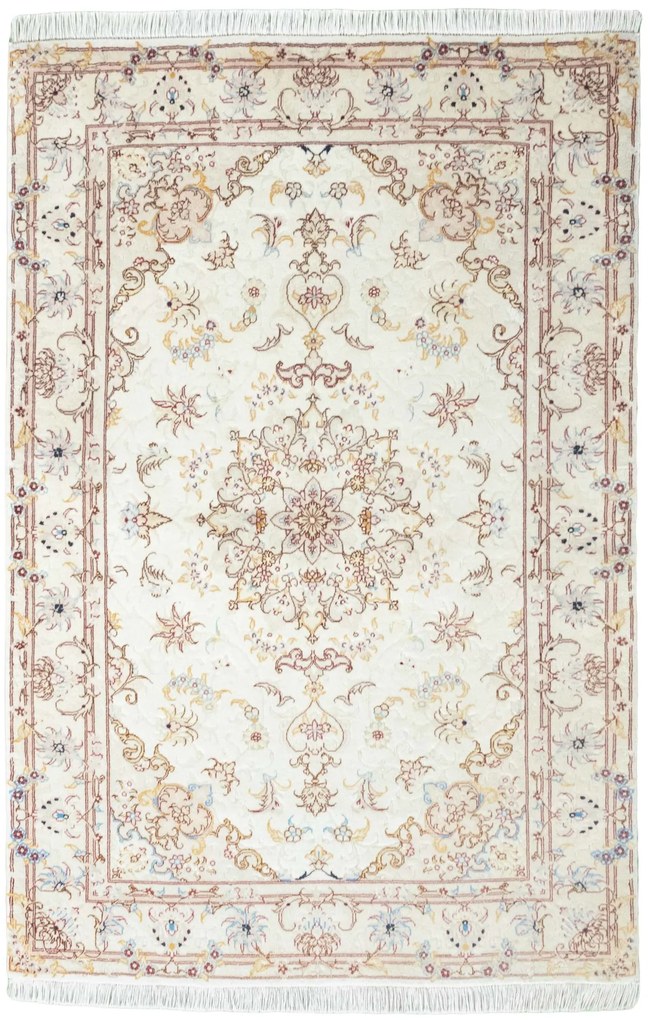 Tabriz Tappeto 100x150 Beige (Iran) Annodato A Mano