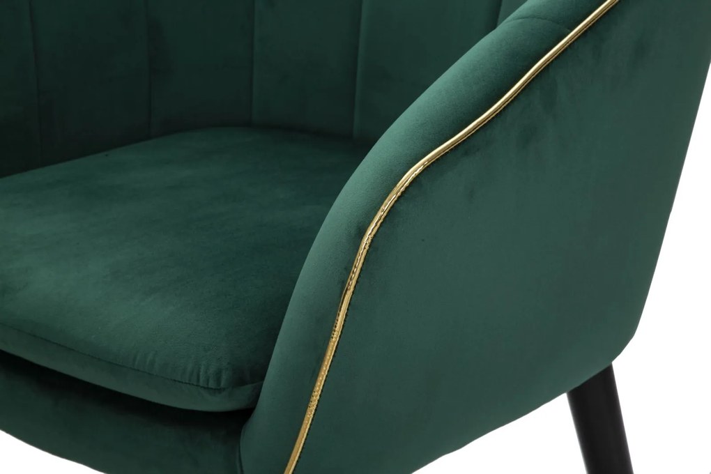 Poltrona Paris 62x58x78 cm in Legno Spugna Metallo e Poliestere Verde e Oro...