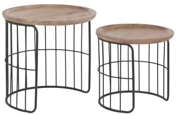 Tavolini Impilabili In Legno Riciclato Ound Style Nero - Sklum