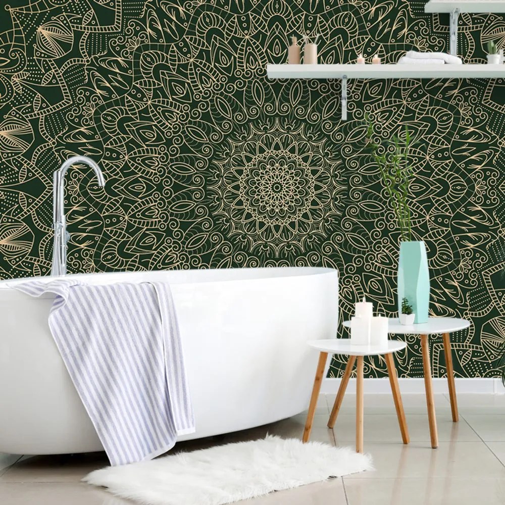 Carta da parati – Mandala ornamentale dettagliata in verde