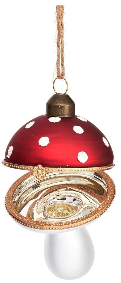 Decorazione per albero di natale in vetro fatta a mano 9 cm Mushroom – Sass &amp; Belle