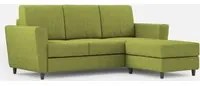 Divano 3 Posti con Pouf 212x155x85 cm Yasel in Tessuto Verde