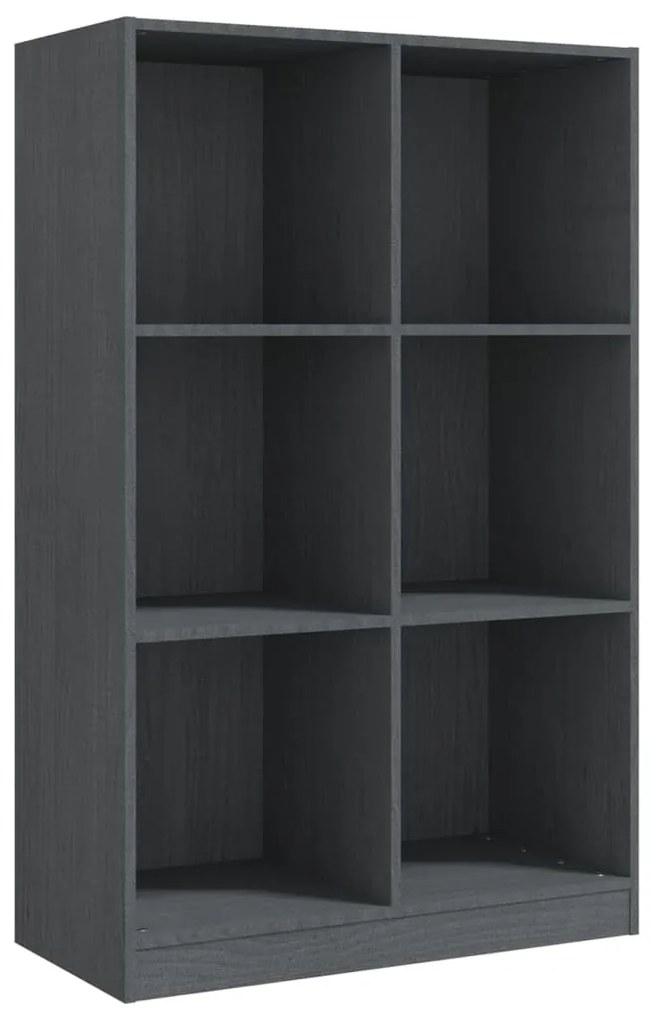 Libreria grigia 70x33x110 cm in legno massello di pino