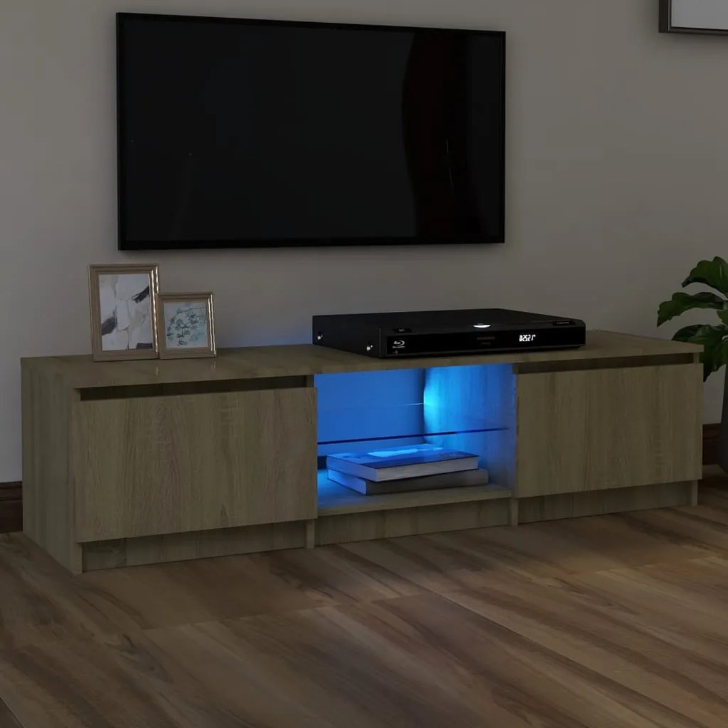 Mobile Porta Tv Con Luci Led Rovere Sonoma 140x40x35,5 Cm /