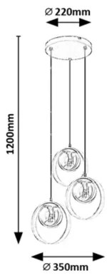 Rabalux 72063 - Lampadario a sospensione con filo PEYTON 3xE14/15W/230V
