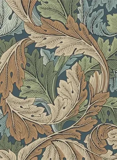 Morris & Co Carta da parati Acanthus - Slate Blue/ Thyme