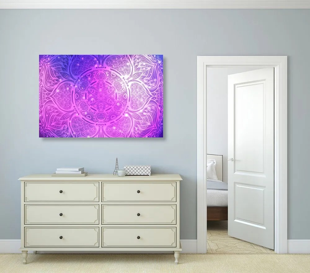 Quadro su tela – Mandala indiana con sfondo galattico