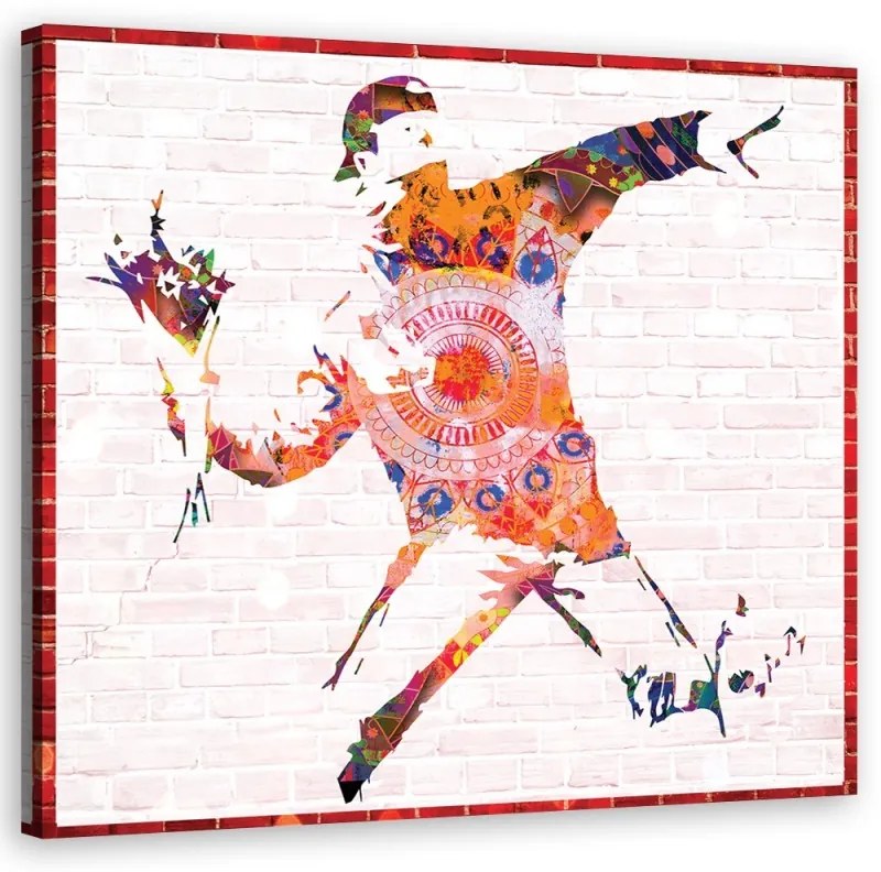 Quadro su tela, Banksy Flower Thrower  Dimensioni 50x50