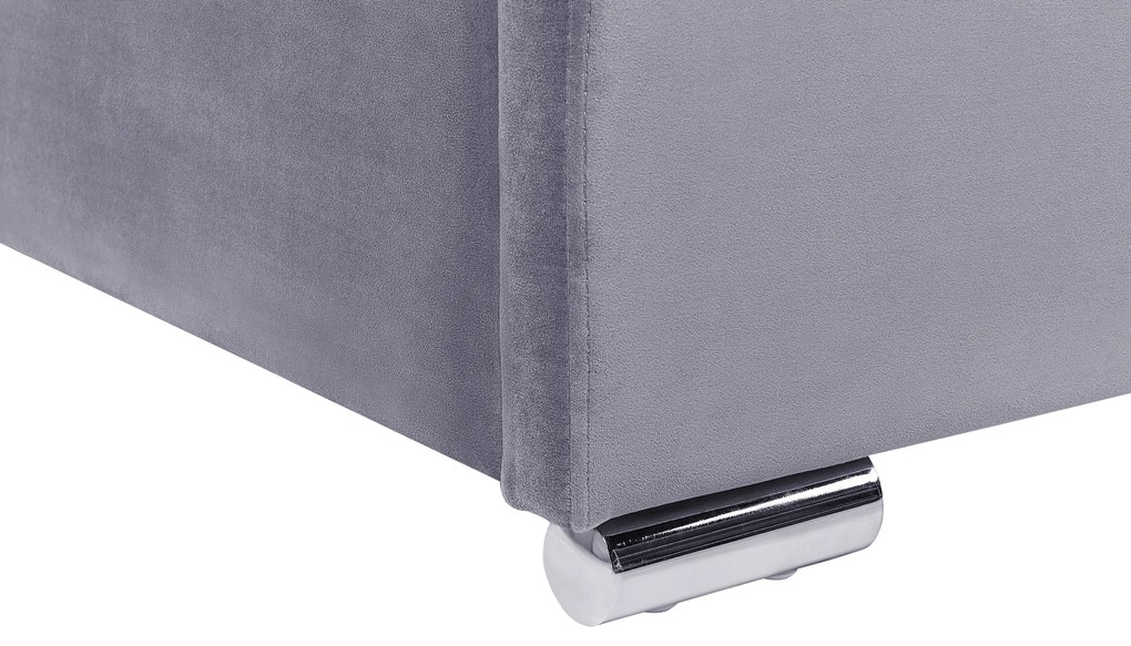 Letto matrimoniale con contenitore velluto grigio scuro 140 x 200 cm ROUEN Beliani