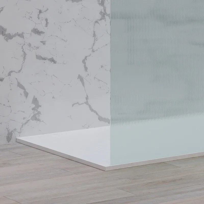 Doccia walk in 120 con profilo nero e vetro scanalato fluted | KW-100BFL - KAMALU