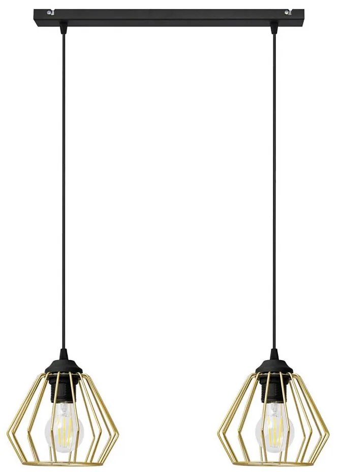 Lampadario a sospensione con filo AGAT 2xE27/15W/230V oro/nero