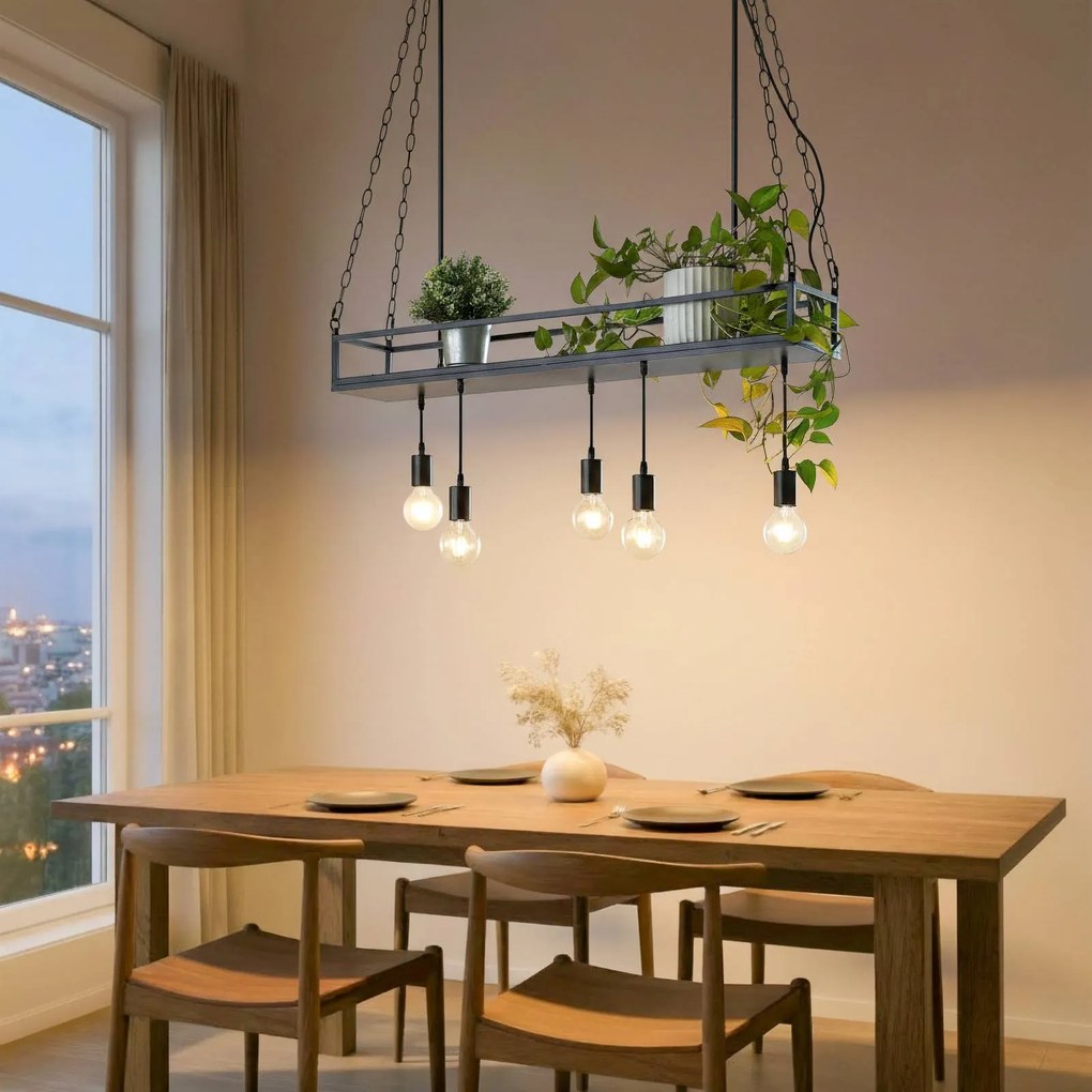 Lampada a sospensione Kirista Lindby, dimmerabile, Nero, Soggiorno / Sala da pranzo, Metallo, Vintage, Lampada a sospensione