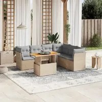 Set Divani da Giardino 7 pz con Cuscini Beige in Polyrattan 3270849