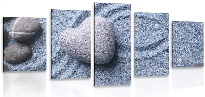 Quadri 5 pezzi – Cuore di pietra su sfondo sabbioso