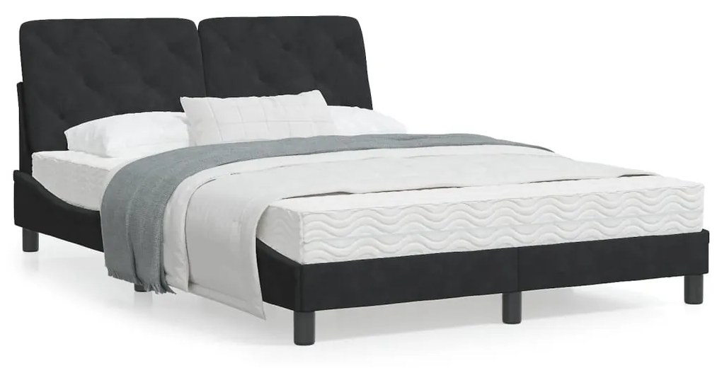 Letto con materasso nero 140x190 cm in velluto