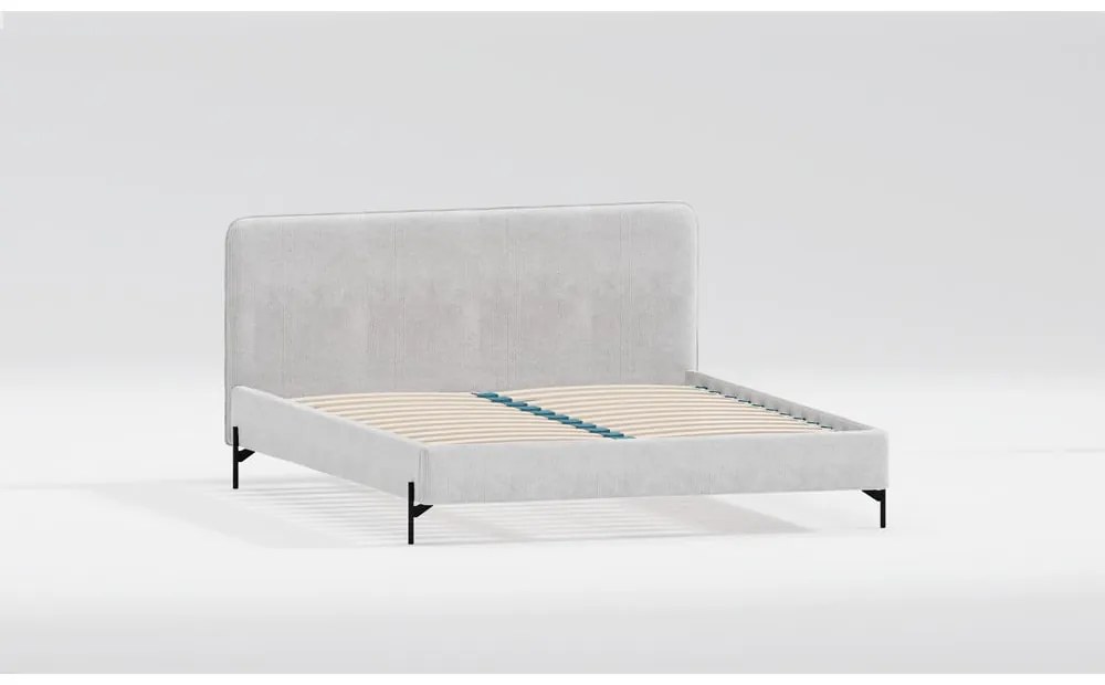 Letto matrimoniale imbottito grigio chiaro con griglia 140x200 cm Barker - Ropez