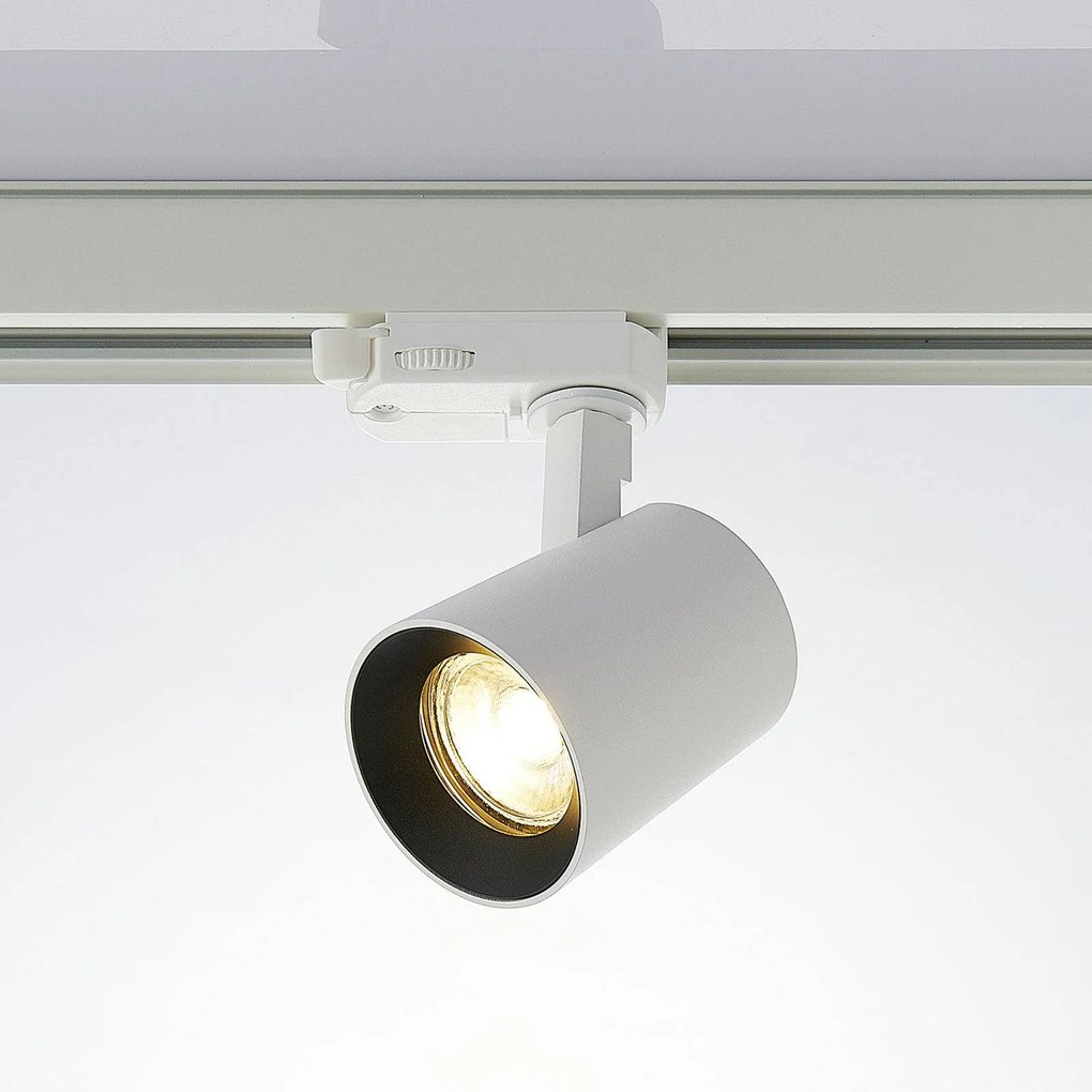 Faretto da binario Arcchio Iavo, bianco, 13 cm, trifase, GU10 Iavo Arcchio, dimmerabile, Bianco / Opale, Soggiorno / Sala da pranzo, Metallo, Moderno, Faretto