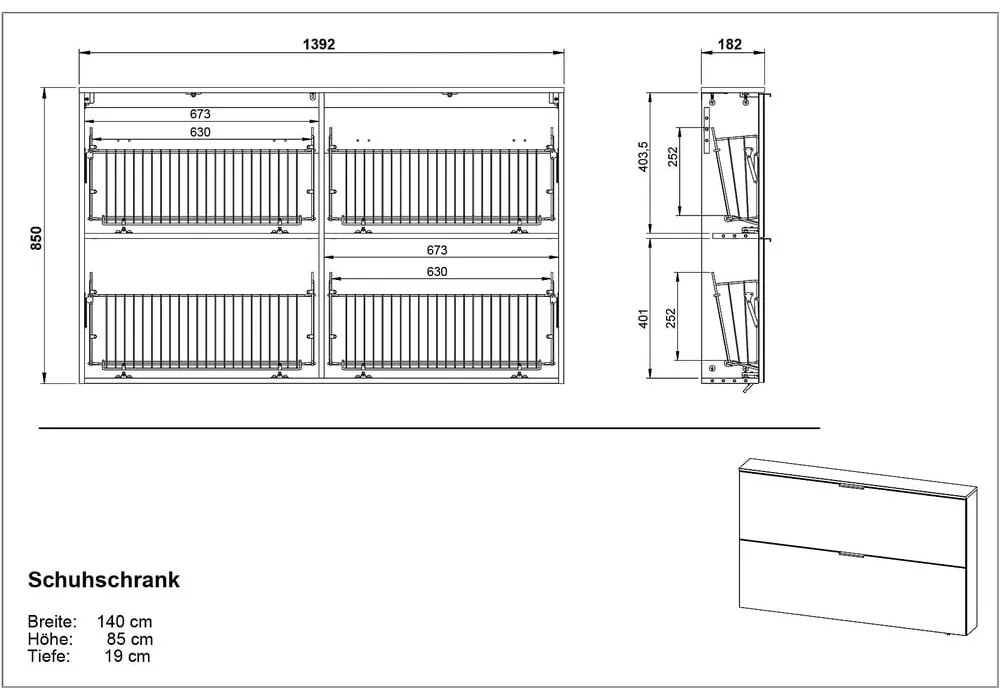 Scarpiera grigia con cerniera/cerniera Valega - Germania