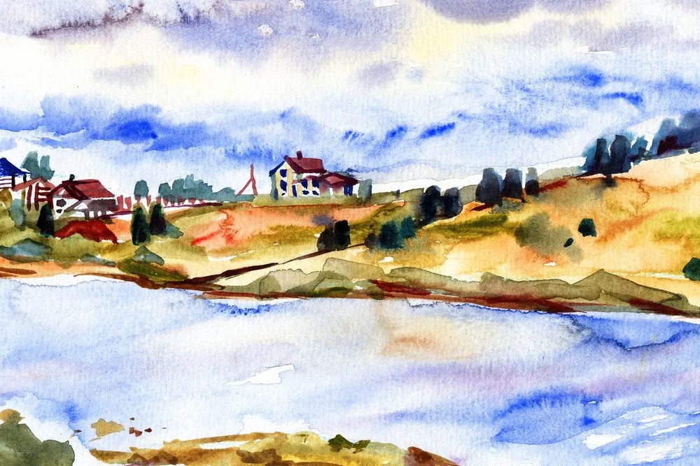 Stampa su tela – Villaggio lungo il fiume