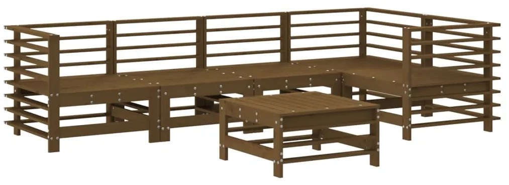 Set salotto da giardino 6 pz miele in legno massello di pino