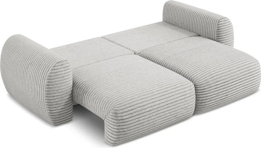 Divano grigio chiaro allungabile/con contenitore con rivestimento in velluto a coste 266 cm Kini – Makamii