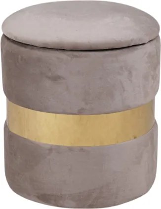 Pouf contenitore grigio in velluto con fascia oro Set 2 - OTTAVIA