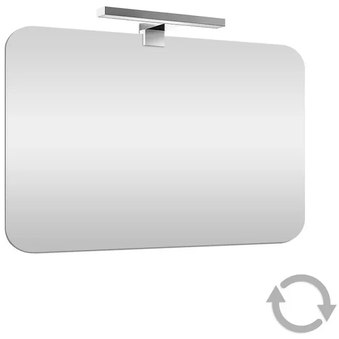 Specchio LED 70x90 cm reversibile con angoli stondati e luce naturale
