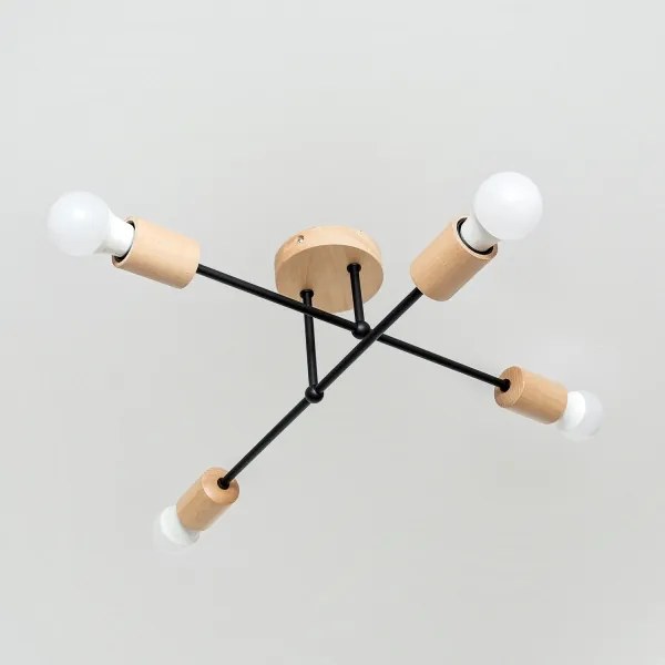 Plafoniera da soffitto CAMBRIDGE 4xE27/15W/230V pino