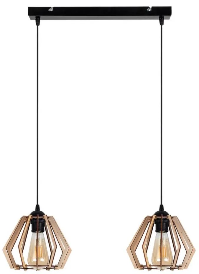 Lampadario su filo BERGO 2xE27/60W/230V nero