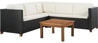 Set Divani da Giardino 4 pz con Cuscini in Polyrattan Nero cod mxl 35791