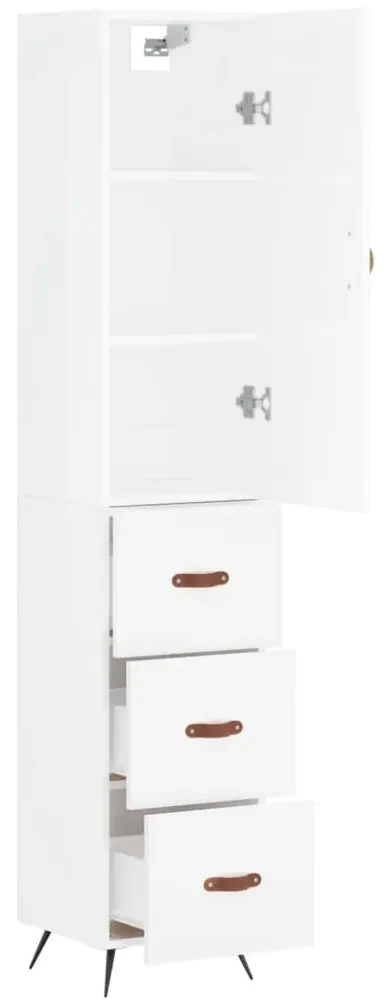 Credenza 34,5x34x180 cm in legno multistrato bianco lucido