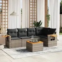 Set Divano da Giardino 6 pz con Cuscini Grigio in Polyrattancod mxl 90239