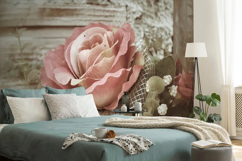 Carta da parati autoadesiva – Rose vintage eleganti