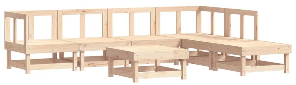 Set Divani da Giardino 7 pz con Cuscini in Legno Massello