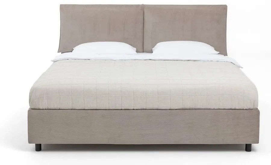 Letto matrimoniale imbottito grigio tortora con contenitore e rete inclusi 180x200 cm Myra Pillow – Bonami Selection